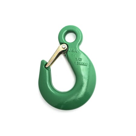 Apex Tool Group 1/2" Cam-Alloy Pl Eye Sling Hook Withlatch, Grade 100, Painted Green 5646895PL